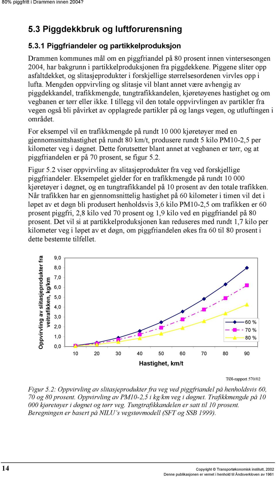 Mengden oppvirvling og slitasje vil blant annet være avhengig av piggdekkandel, trafikkmengde, tungtrafikkandelen, kjøretøyenes hastighet og om vegbanen er tørr eller ikke.