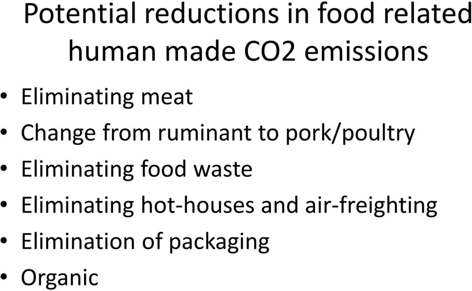 pork/poultry Eliminating food waste Eliminating