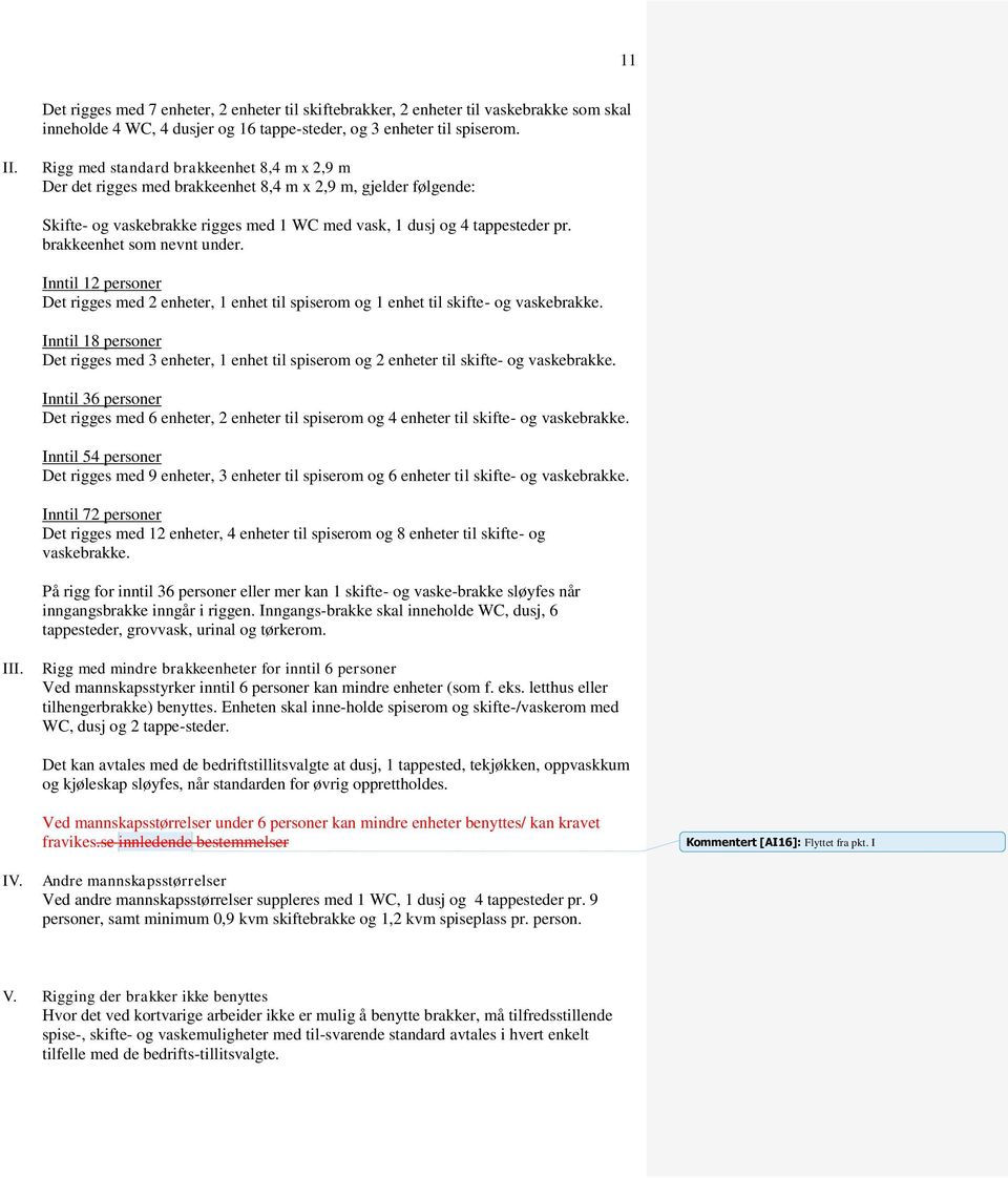 brakkeenhet som nevnt under. Inntil 12 personer Det rigges med 2 enheter, 1 enhet til spiserom og 1 enhet til skifte- og vaskebrakke.