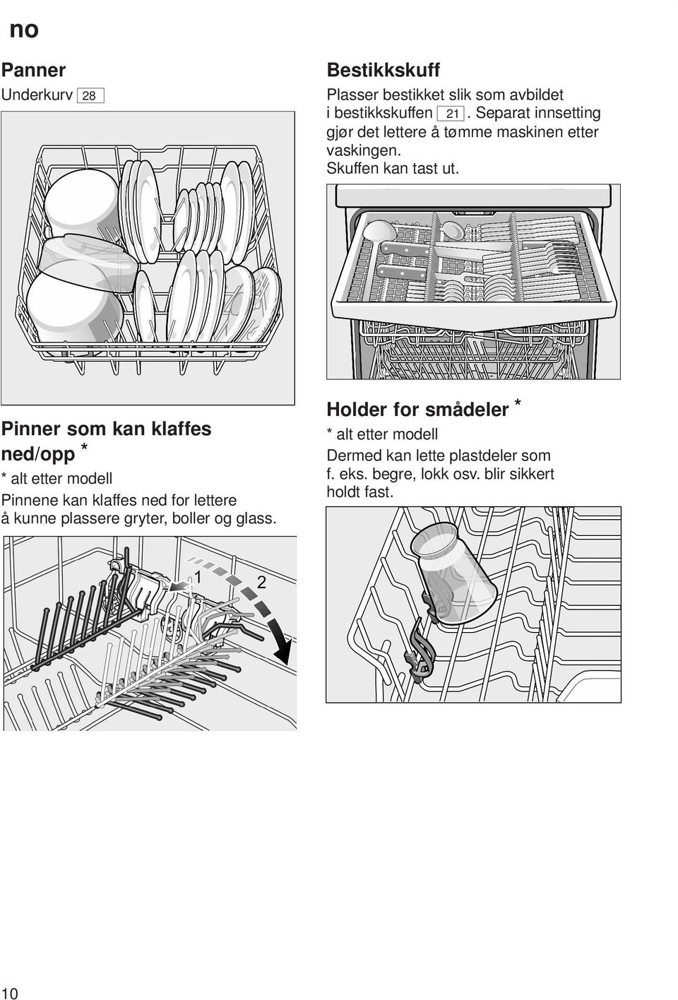 Pinner som kan klaffes ned/opp * * alt etter modell Pinnene kan klaffes ned for lettere å kunne plassere