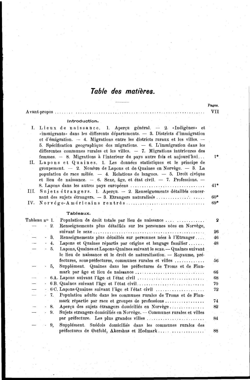 Migrations intérieures des femmes. 8. Migrations à l'interieur du pays autre fois et aujourd'hui II. Lapons et Quaines.. Les données statistiques et le principe de groupement. 2.