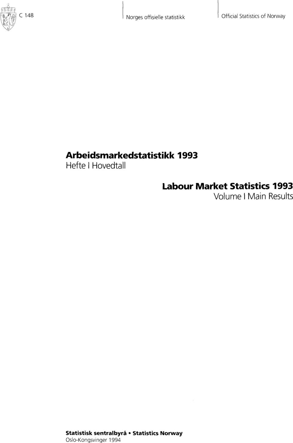 ll Labour Market Statistics 1993 Volume I Main Results