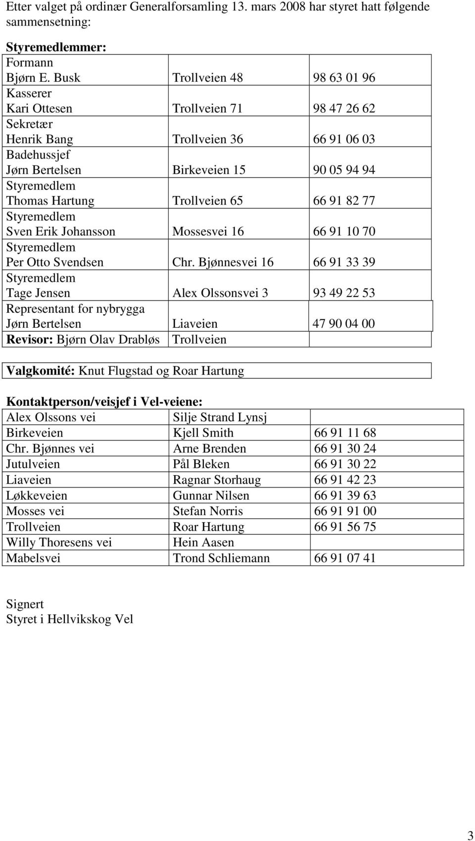 Trollveien 65 66 91 82 77 Sven Erik Johansson Mossesvei 16 66 91 10 70 Per Otto Svendsen Chr.