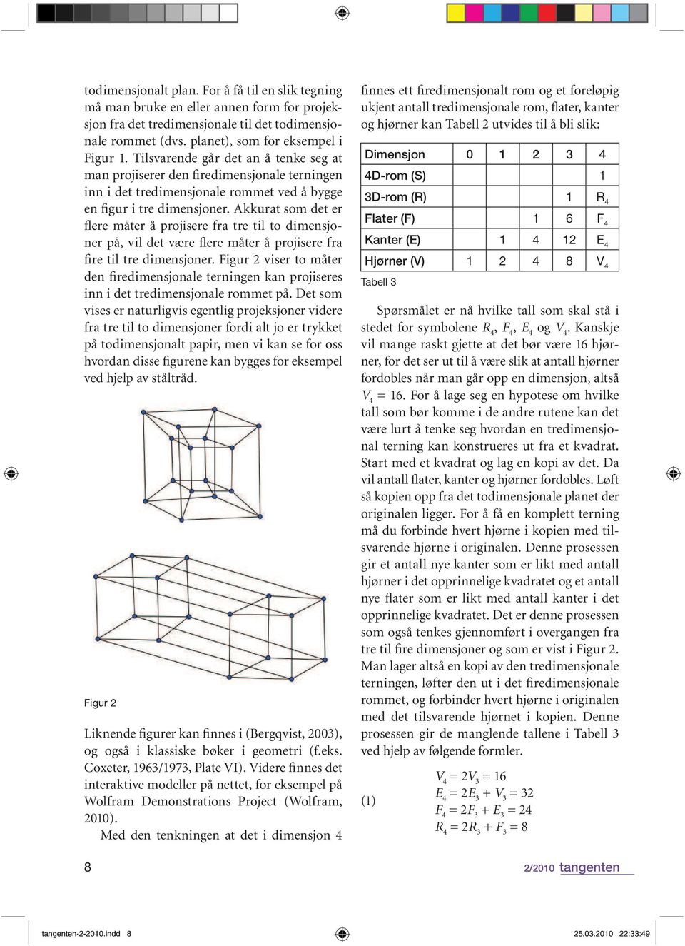 Akkurat som det er flere måter å projisere fra tre til to dimensjoner på, vil det være flere måter å projisere fra fire til tre dimensjoner.