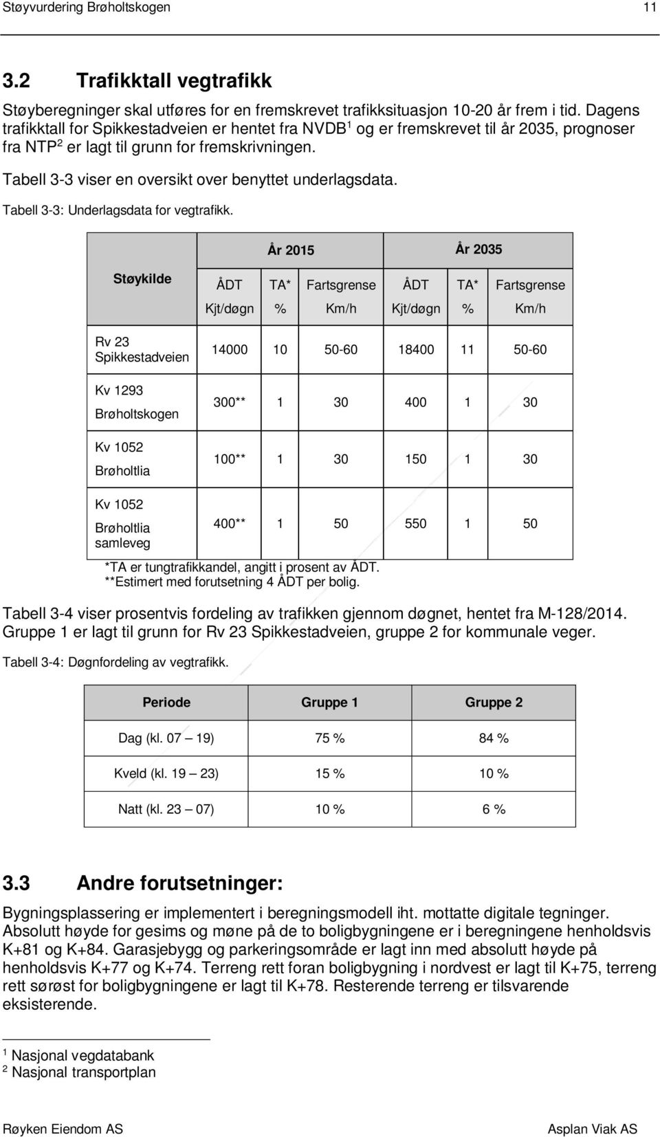 Tabell 3-3 viser en oversikt over benyttet underlagsdata. Tabell 3-3: Underlagsdata for vegtrafikk.