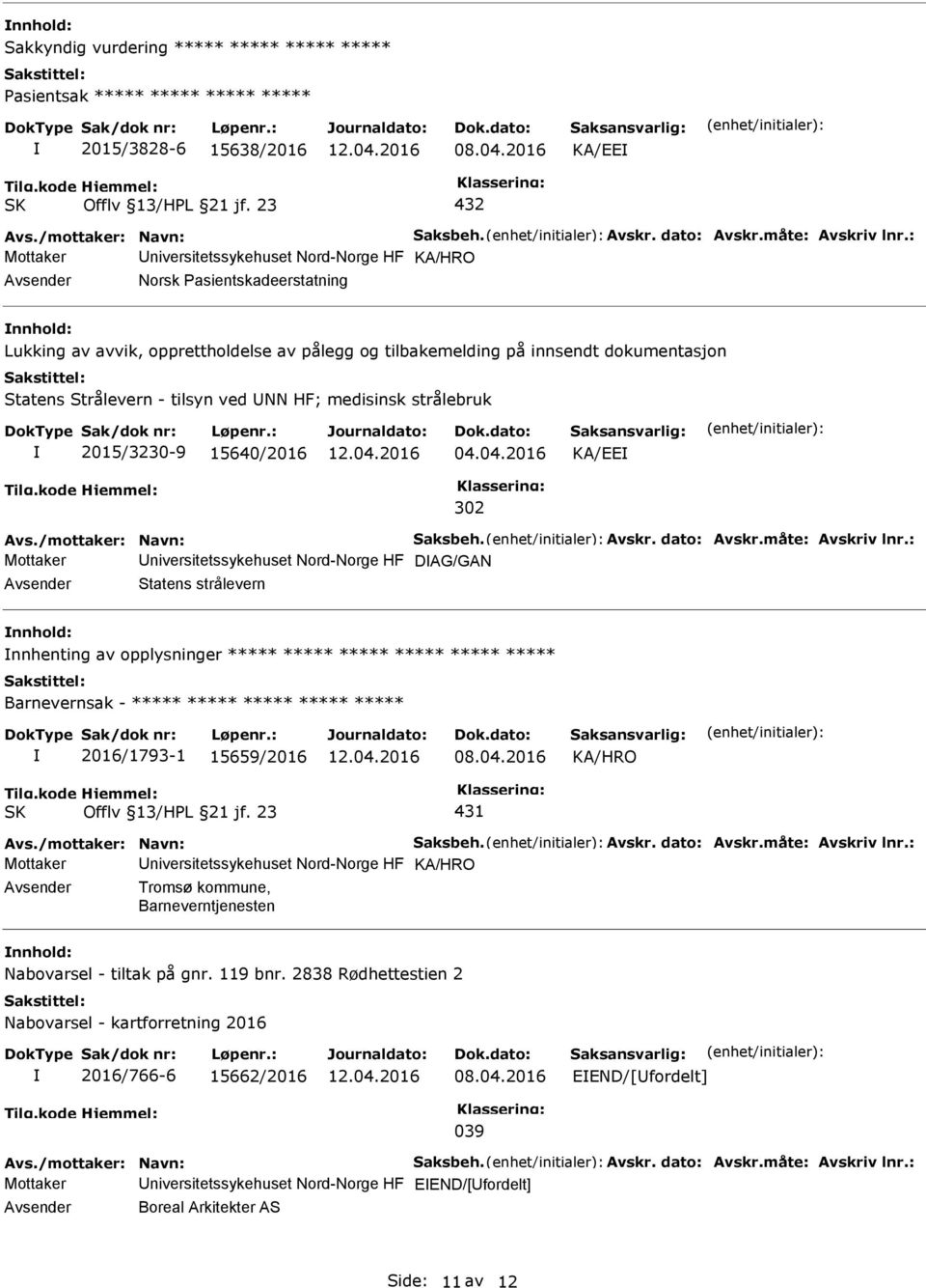 15640/2016 04.04.2016 KA/EE 302 Avs./mottaker: Navn: Saksbeh. Avskr. dato: Avskr.måte: Avskriv lnr.