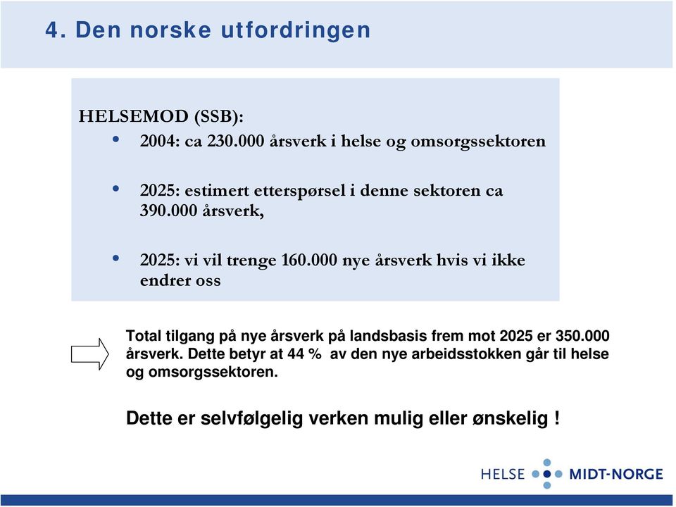 000 årsverk, 2025: vi vil trenge 160.