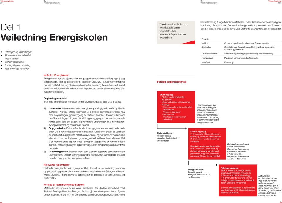 Tidsplan Mai/juni Opprette kontakt mellom lærere og Statnett-ansatte.