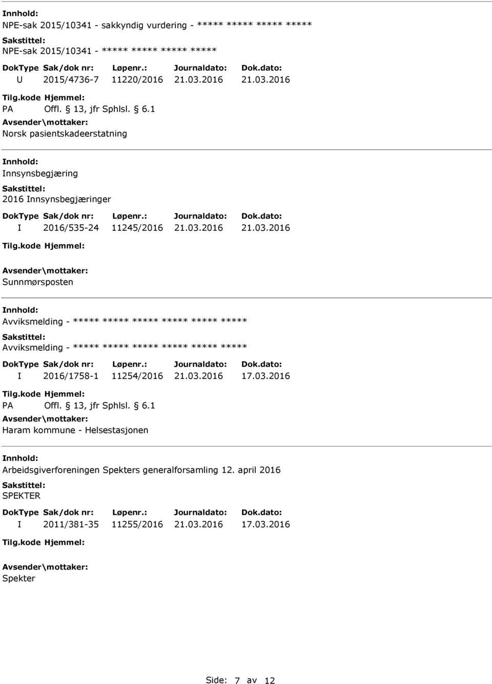 Sunnmørsposten nnhold: Avviksmelding - Avviksmelding - 2016/1758-1 11254/2016 Haram kommune -