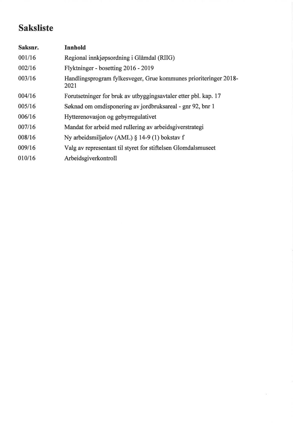 bosetting20l6-2019 Handlingsprogram fylkesveger, Grue kommunes prioriteringer 20 I 8-2021 Forutsetninger for bruk av utbyggingsavtaler etter pbl.