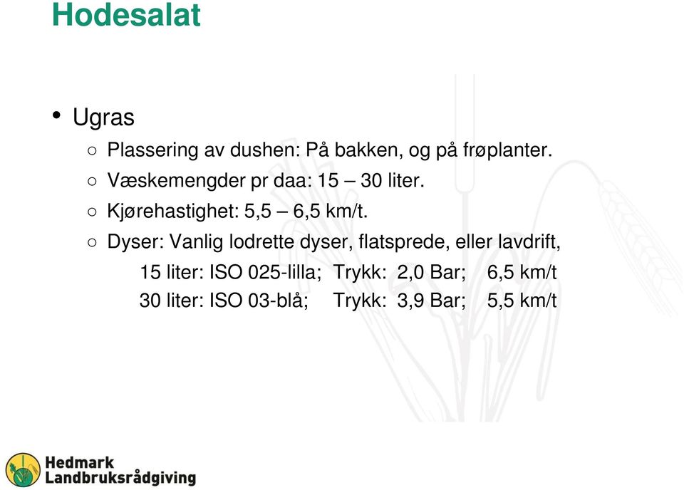 Dyser: Vanlig lodrette dyser, flatsprede, eller lavdrift, 15 liter: ISO