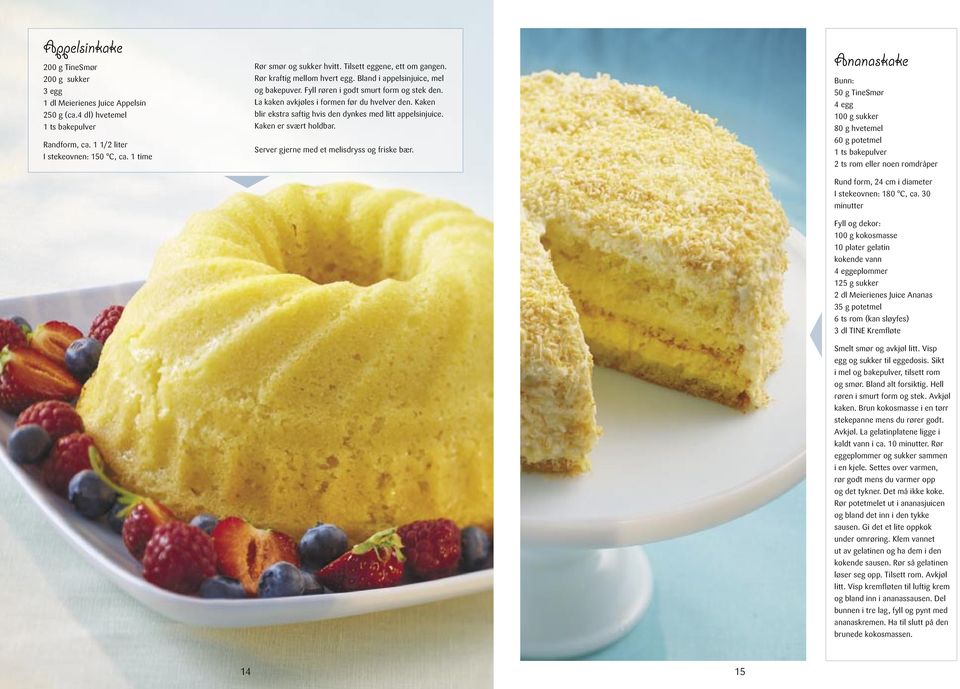La kaken avkjøles i formen før du hvelver den. Kaken blir ekstra saftig hvis den dynkes med litt appelsinjuice. Kaken er svært holdbar. Server gjerne med et melisdryss og friske bær.