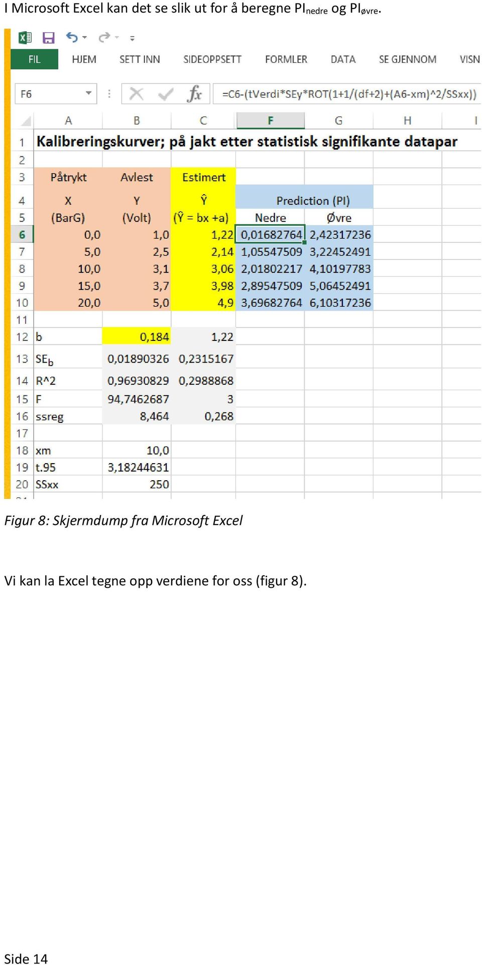 Figur 8: Skjermdump fra Microsoft Excel