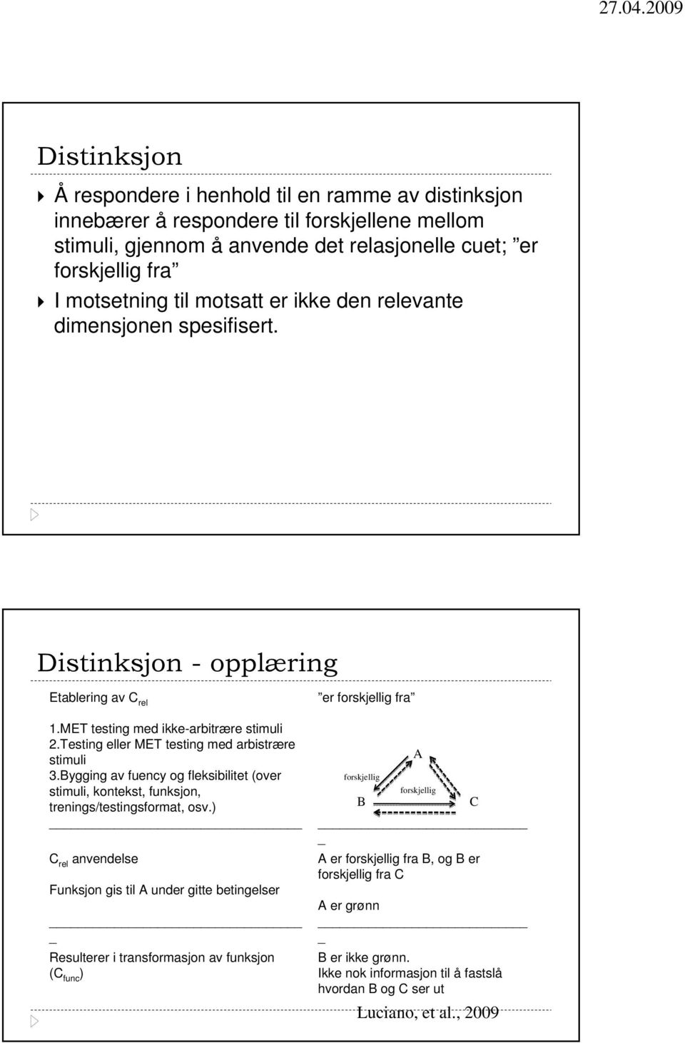 Bygging av fuency og fleksibilitet (over stimuli, kontekst, funksjon, trenings/testingsformat, osv.