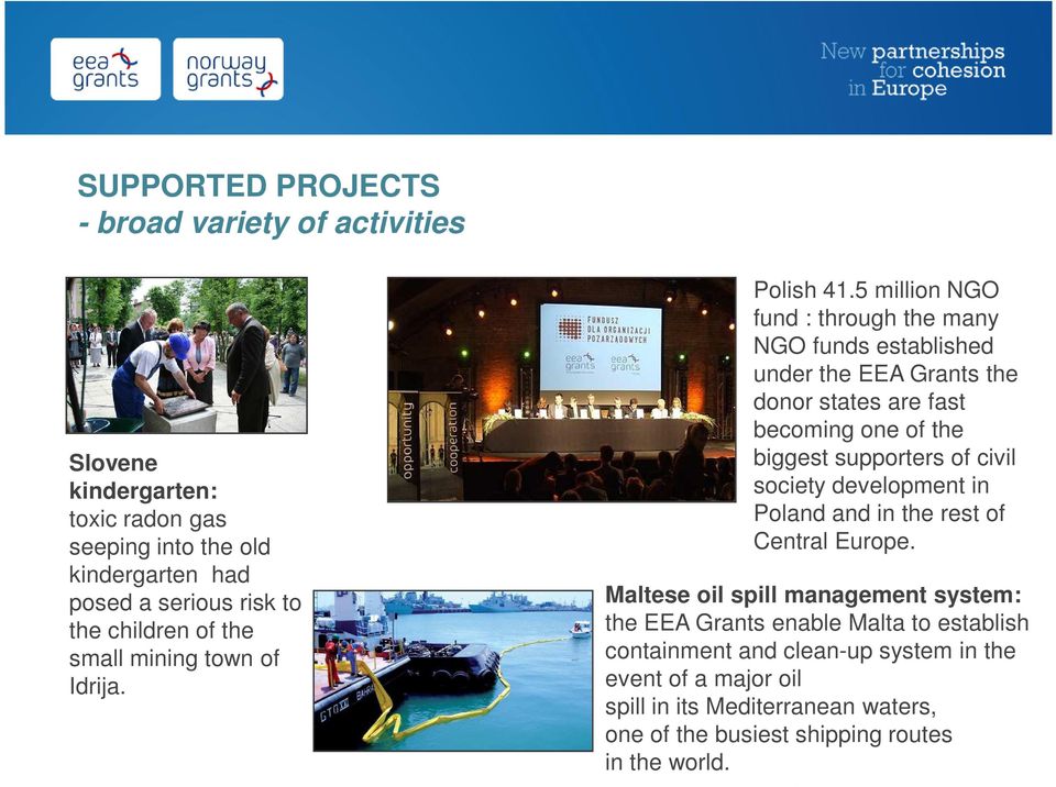 5 million NGO fund : through the many NGO funds established under the EEA Grants the donor states are fast becoming one of the biggest supporters of civil society