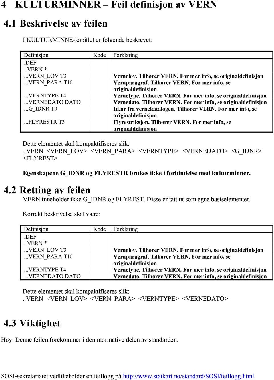 nr fra vernekatalogen. Tilhører VERN. For mer info, se...flyrestr T3 Flyrestriksjon. Tilhører VERN. For mer info, se Dette elementet skal kompaktifiseres slik:.