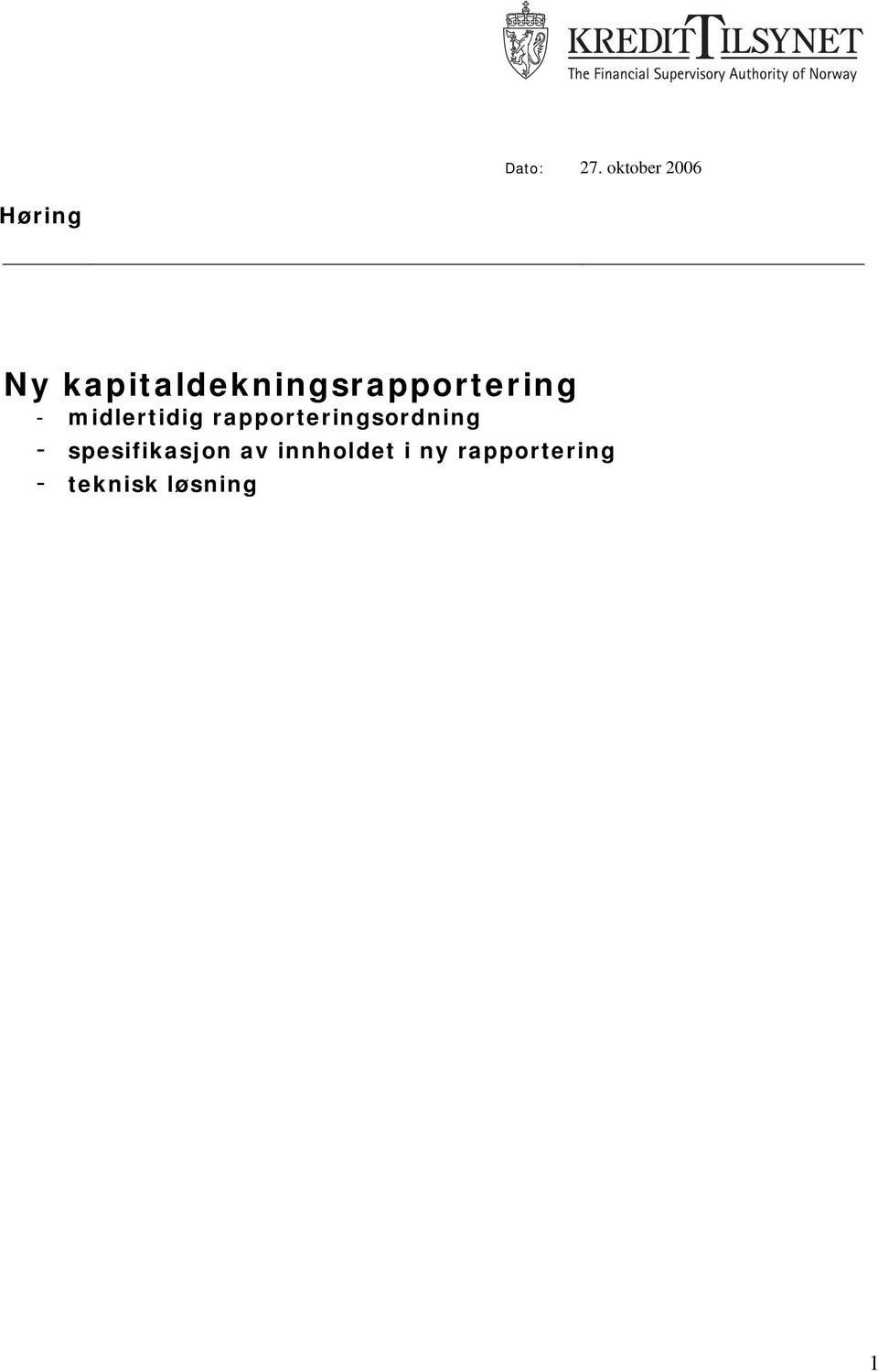 kapitaldekningsrapportering -