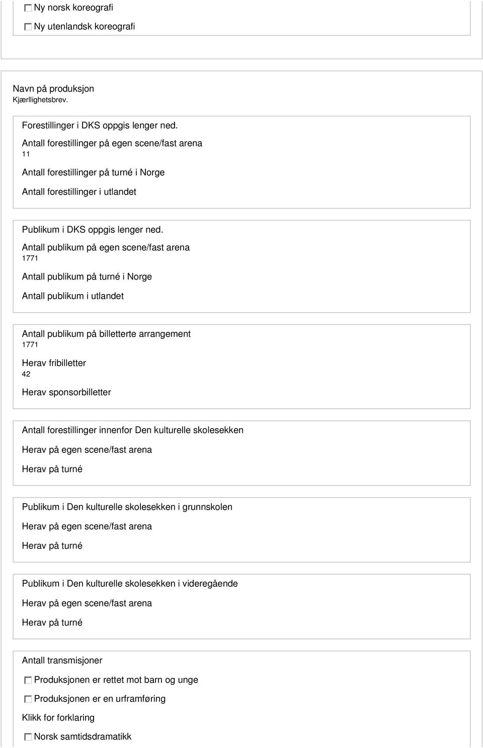 11 Antall forestillinger i utlandet Publikum i DKS