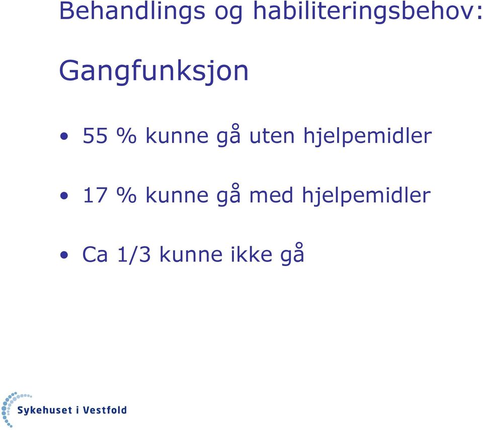 55 % kunne gå uten hjelpemidler