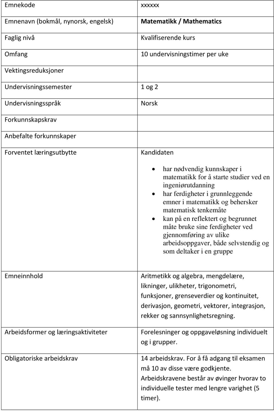 ferdigheter i grunnleggende emner i matematikk og behersker matematisk tenkemåte kan på en reflektert og begrunnet måte bruke sine ferdigheter ved gjennomføring av ulike arbeidsoppgaver, både