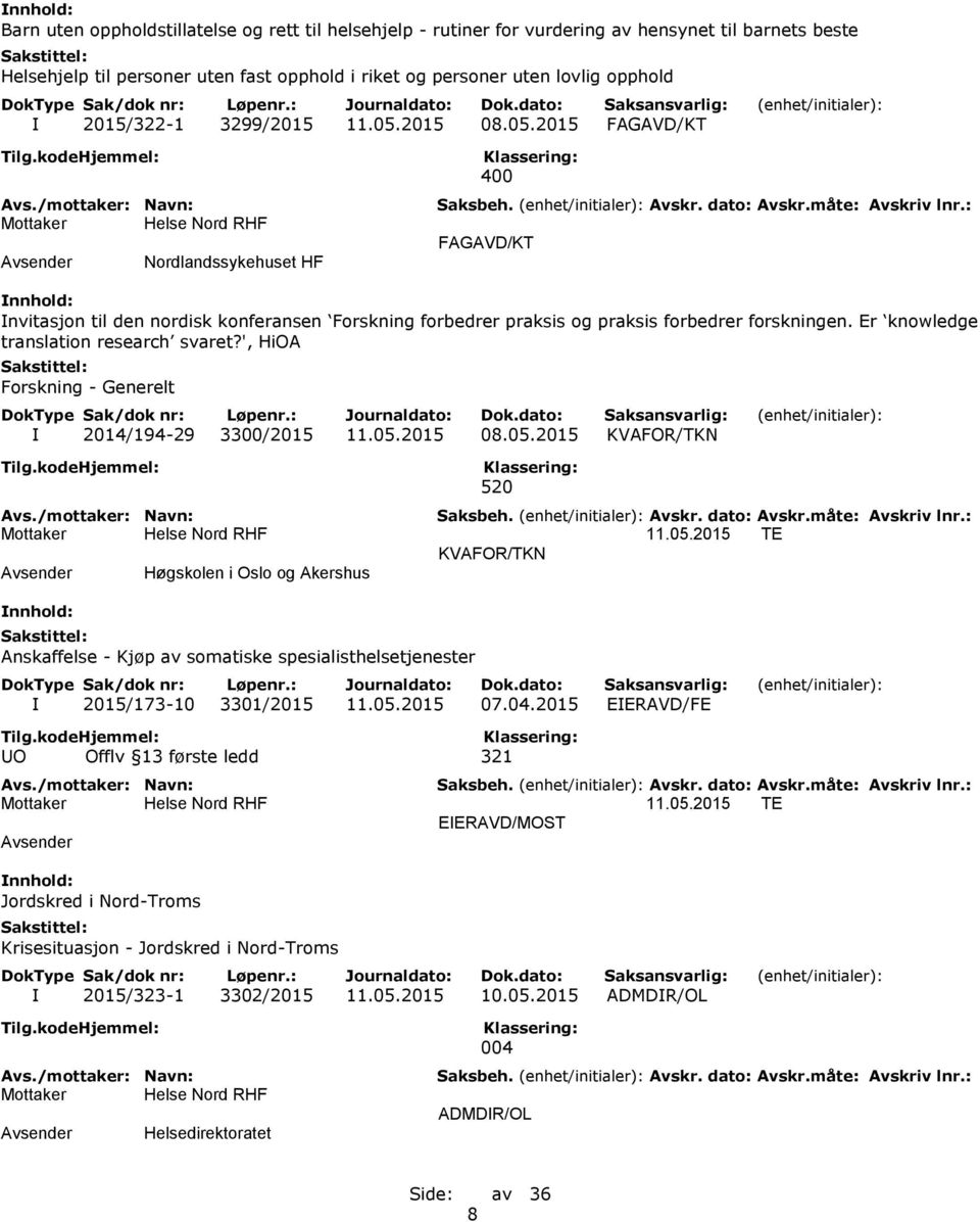 Er knowledge translation research svaret?', HiOA Forskning - Generelt I 2014/194-29 3300/2015 11.05.