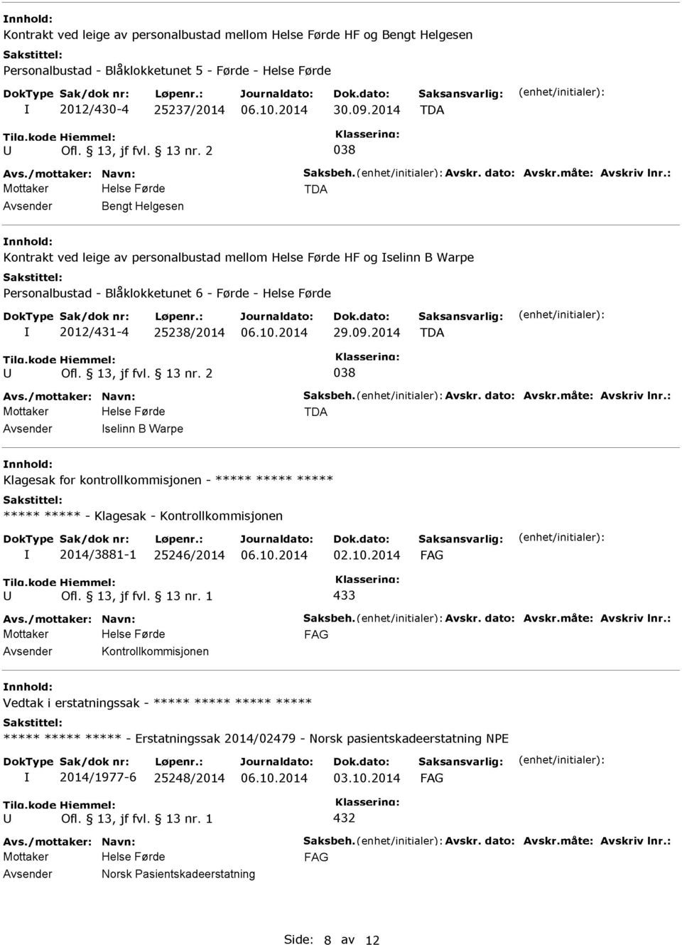 13, jf fvl. 13 nr. 2 038 Avs./mottaker: Navn: Saksbeh. Avskr. dato: Avskr.måte: Avskriv lnr.