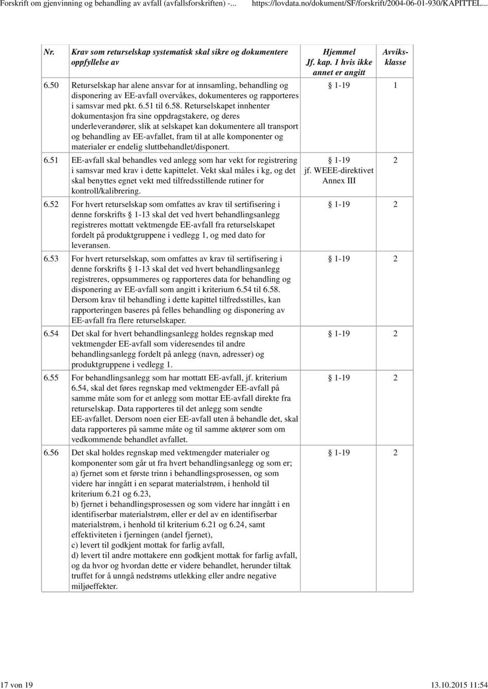 Returselskapet innhenter dokumentasjon fra sine oppdragstakere, og deres underleverandører, slik at selskapet kan dokumentere all transport og behandling av EE-avfallet, fram til at alle komponenter