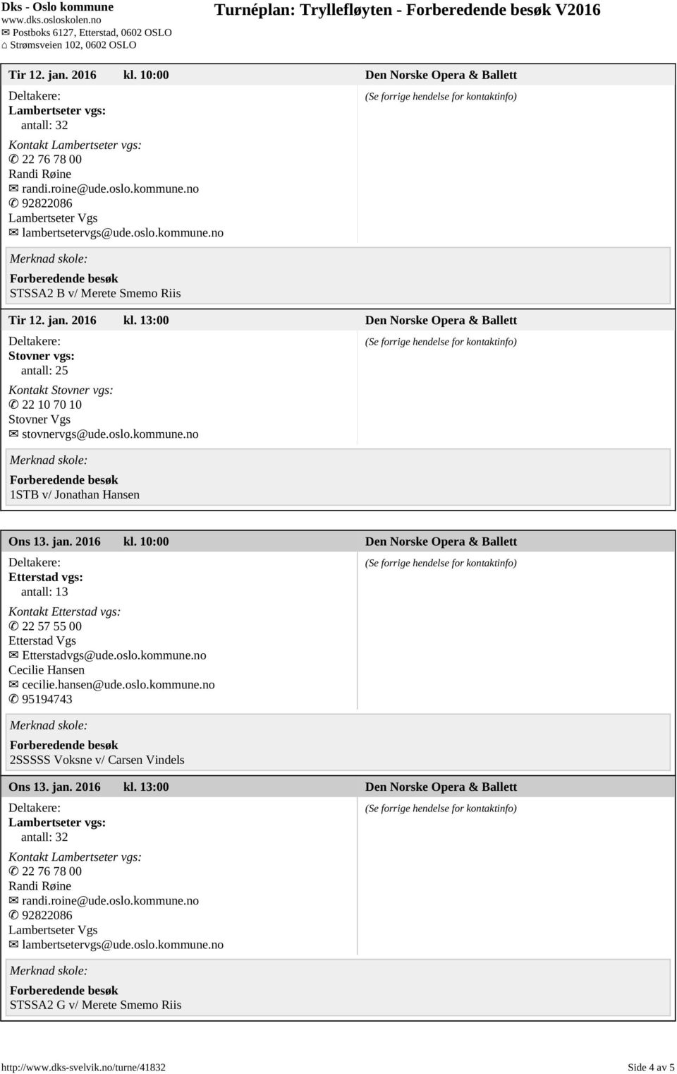 10:00 Den Norske Opera & Ballett Etterstad vgs: antall: 13 Kontakt Etterstad vgs: 22 57 55 00 Etterstad Vgs Etterstadvgs@ude.oslo.kommune.no Cecilie Hansen cecilie.hansen@ude.