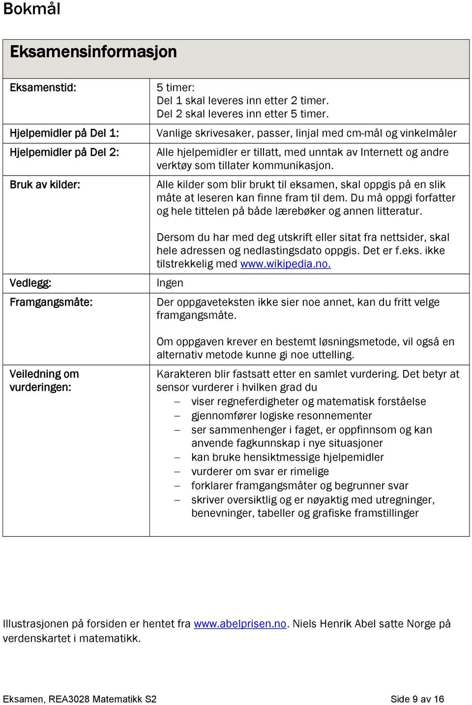 Alle kilder som blir brukt til eksame, skal oppgis på e slik måte at lesere ka fie fram til dem. Du må oppgi forfatter og hele tittele på både lærebøker og ae litteratur.