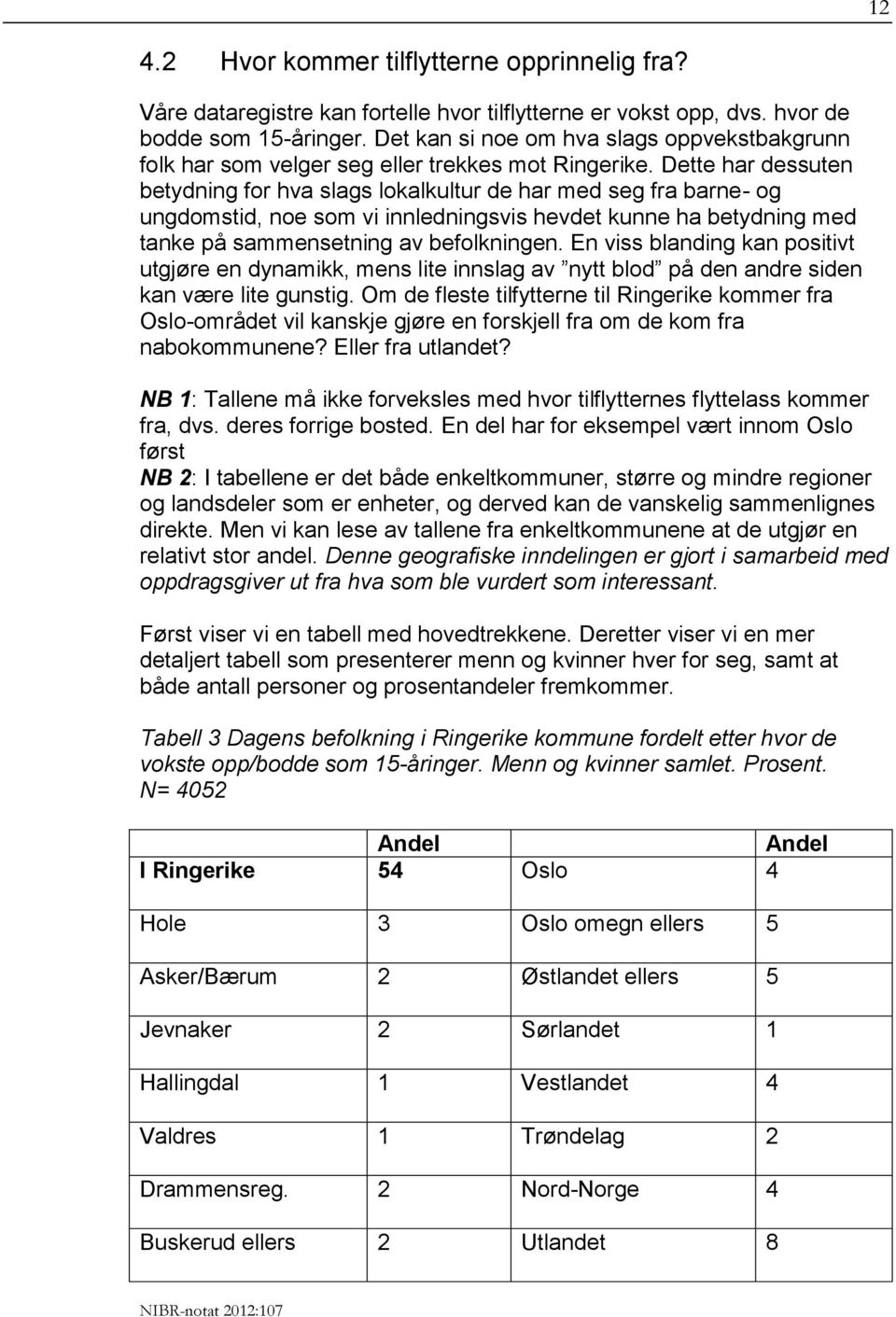 Dette har dessuten betydning for hva slags lokalkultur de har med seg fra barne- og ungdomstid, noe som vi innledningsvis hevdet kunne ha betydning med tanke på sammensetning av befolkningen.