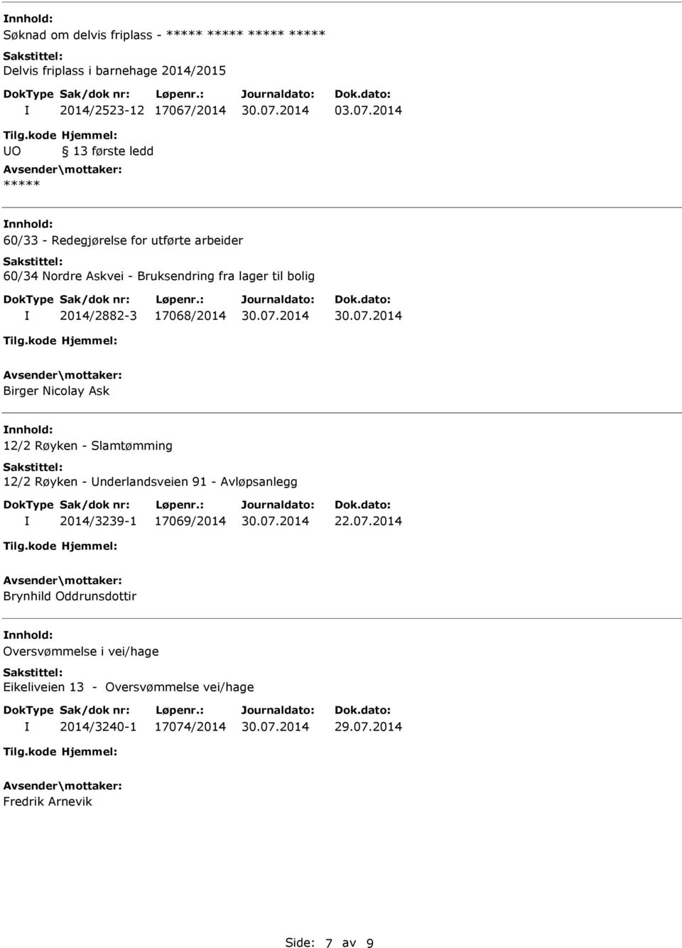 2014/2882-3 17068/2014 Birger Nicolay Ask 12/2 Røyken - Slamtømming 12/2 Røyken - nderlandsveien 91 - Avløpsanlegg