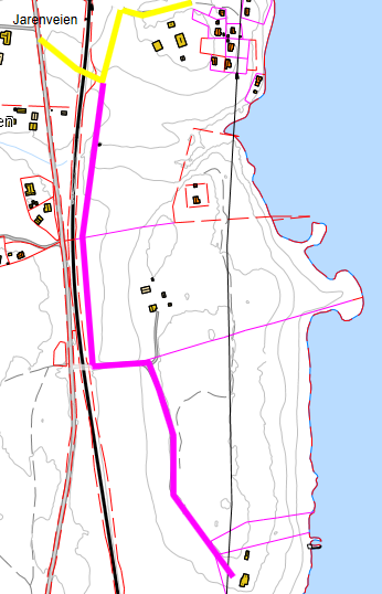 Sak 36: Vei fra Jarenveien Veien går fra Jarenveien til eiendommen Jarenhaugen og diverse hyttetomter. NK mener det her er naturlig å bruke navnet på hovedeiendommen.