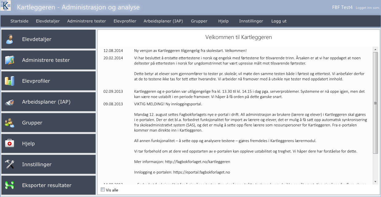 KOMME I GANG MED KARTLEGGEREN Systemet som vi omtaler som Kartleggeren, består egentlig av to nettprogrammer: Kartleggeren Elev og Kartleggeren Lærer.