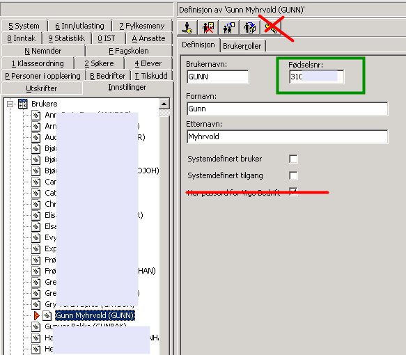 VIGO Bedrift FylkesAdm, forts Innlogging