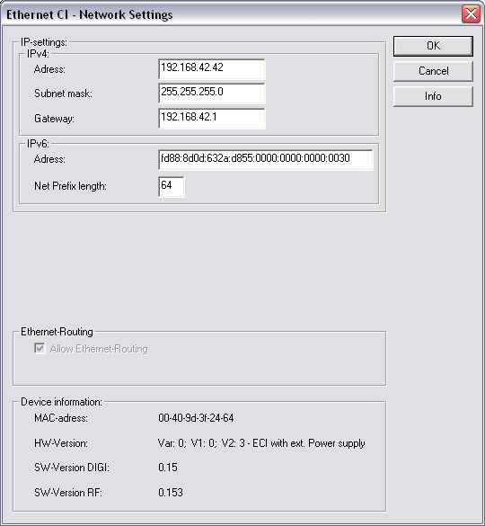 164 Eaton RF-System - Help Nettverksinnstillinger for Ethernet CI: Her kan du finne informasjon om mulighetene for ECI nettverksinnstillinger.