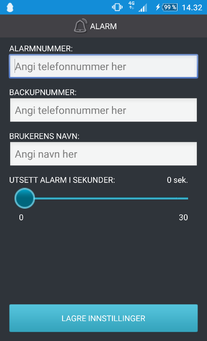 4. Epimobile applikasjonen Applikasjonen har et varslingsikon øverst i venstre hjørne av skjermen. Ikonet viser programmet og sensorens status.