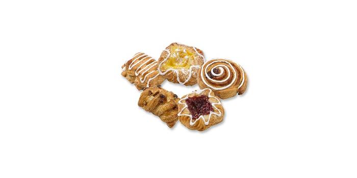 Mini wienerbrød assortert 45g Assortert kartong med 5 forskjellige wienerbrød.