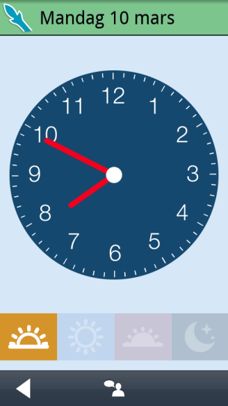 Kalendervinduet - tid Skal klokkevinduet vises ved å trykke på