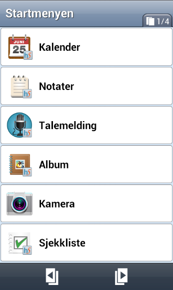 Med ikoner Som listevisning Standard (lik Android)