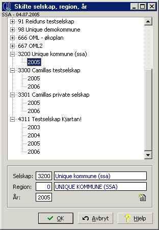 Budsjettering Skifte selskap, region, år Når du skal registrere budsjett må du først være sikker på at du arbeider i rett år, rett selskap og eventuelt rett region.