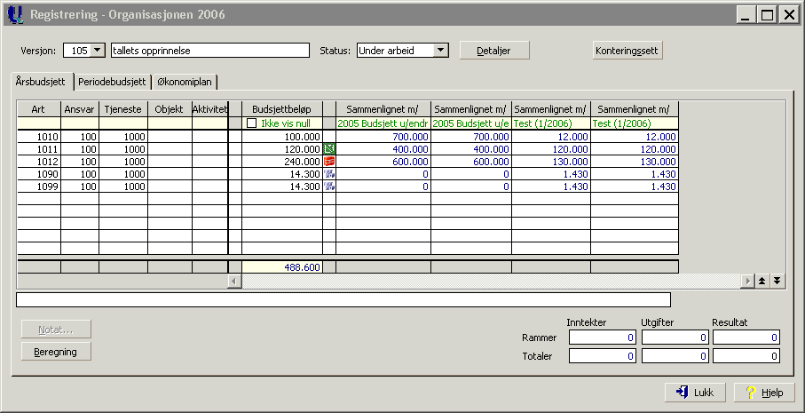 Import fra Excel Fra tiltaksmodulen Formelberegnet Registrering av budsjett Det er tre alternative metoder for registrering av budsjett: Registrering i tomt registreringsbilde Registrering basert på