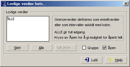 Ansvarlig Valgfritt - kun informasjon. Status Angis for dette området. Åpen betyr at på dette området kan det registreres.