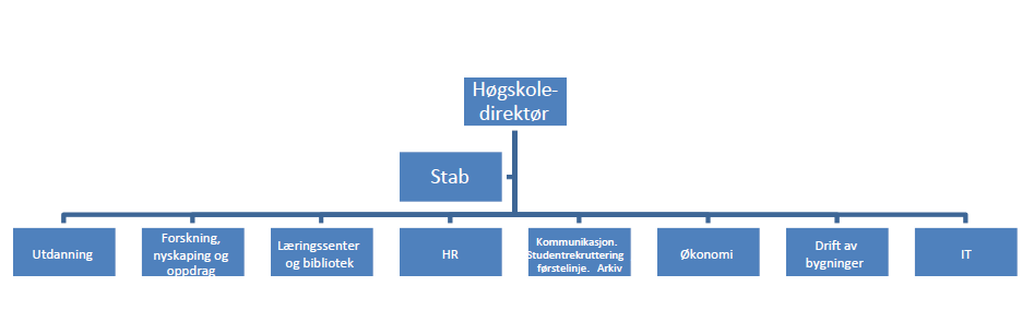 Det er i tillegg hensiktsmessig å ha en stabsenhet som tillegges ansvar for utvikling og oppfølging av høgskolens strategiske prioriteringer, samt sekretariatsfunksjon for høgskolens ledelse og