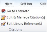 Lage siteringer og referanseliste i et manuskript Åpne EndNote som beskrevet på side 6, og finn frem til dokumentet du skal sette referanser inn i.