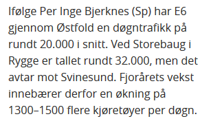 Trafikkutvikling 2011-15 E6 gjennom Østfold sprengt i 2022 9. september 2015 Om bare syv-åtte år vil kapasiteten på E6 gjennom Østfold være sprengt.