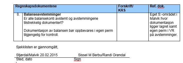 7. SJEKKLISTE