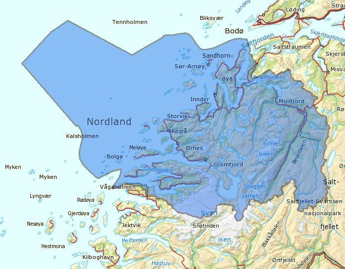 Sør-Salten Registrerte vannforekomster Vesentlige utfordringer i vannområdet Vanntype Antall Elv og bekkefelt 161 Innsjøer 38 Kyst 47 Grunnvann 1 Antall totalt 247 Redusert eller endret vannføring og