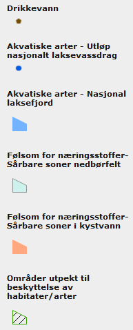 Her er det kun angitt an ID. Ytterligere informasjon om navn, miljøtiltak og miljømål finnes på www.vann-nett.no/saksbehandler. Tabell 21.