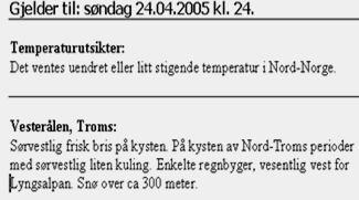 Prinsipp Værvarslings- modeller L