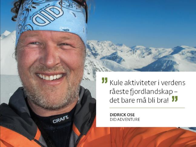 Dette er DID ADVENTURE Bakgrunn Guider sportslige opplevelser for bedrifter og grupper i Møre og Romsdal Noen av aktivitetene: kajakkpadling, sykkel, fjellturer, toppturer på ski, pistolskyting,